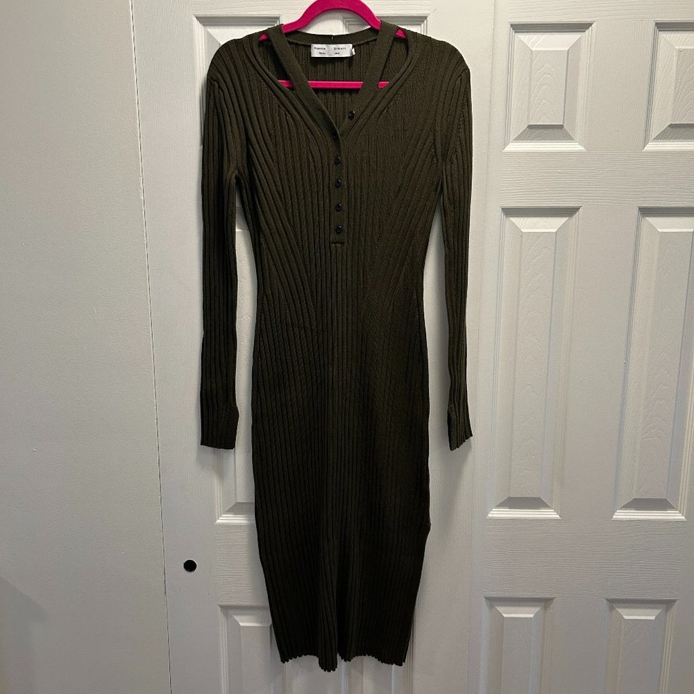 Proenza Schouler Green Knit Wool Dress Sz M